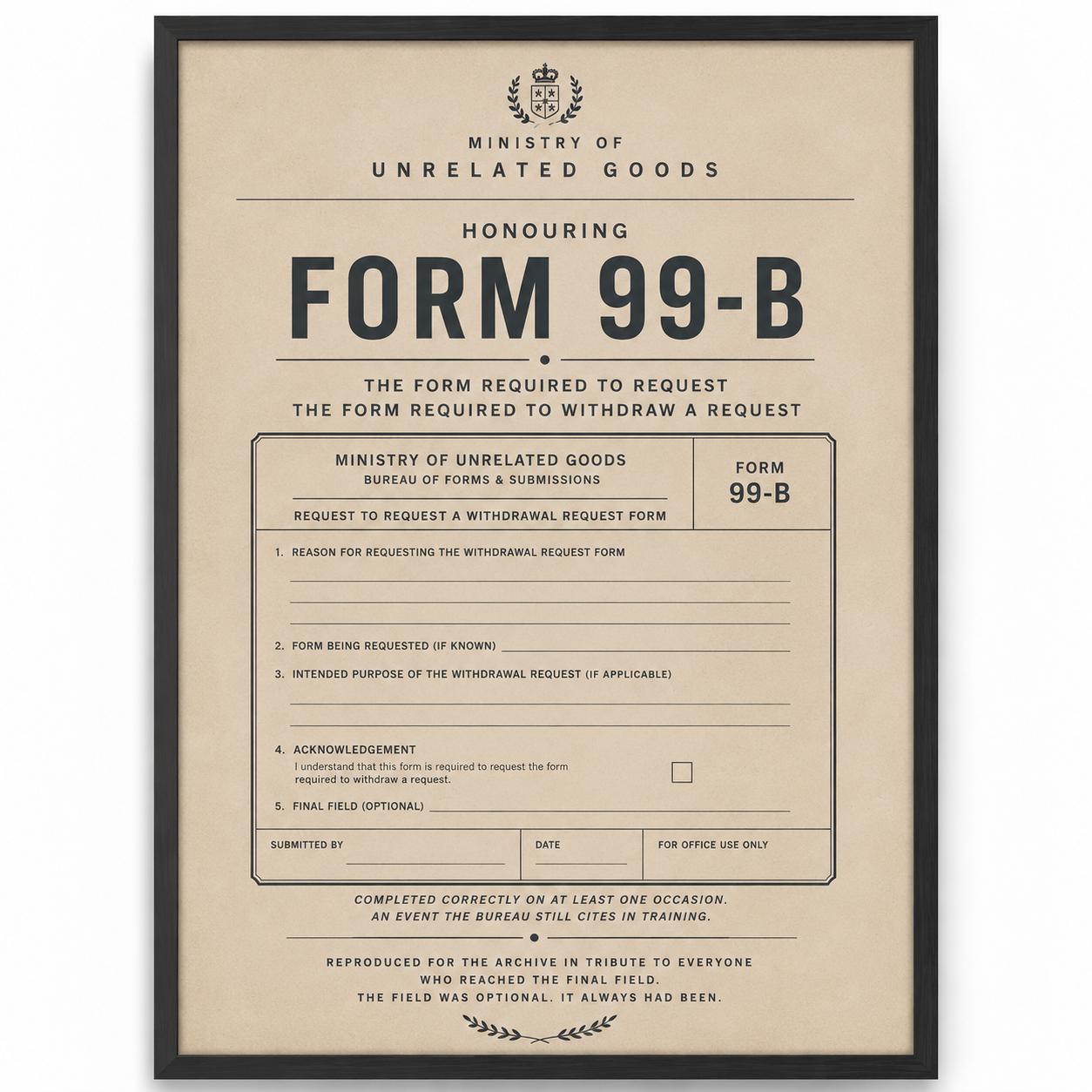 Commemorative Print: Form 99-B
